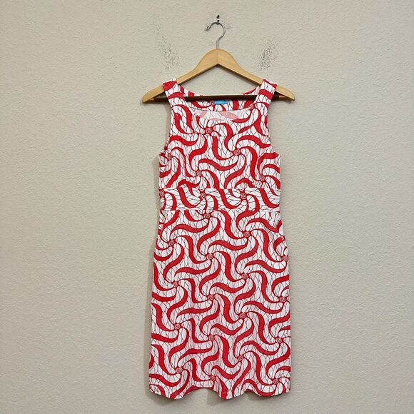 NWOT J. MCLAUGHLIN Catalina Cloth Shift Midi Dress in Red White Swirl Print - Picture 1 of 10